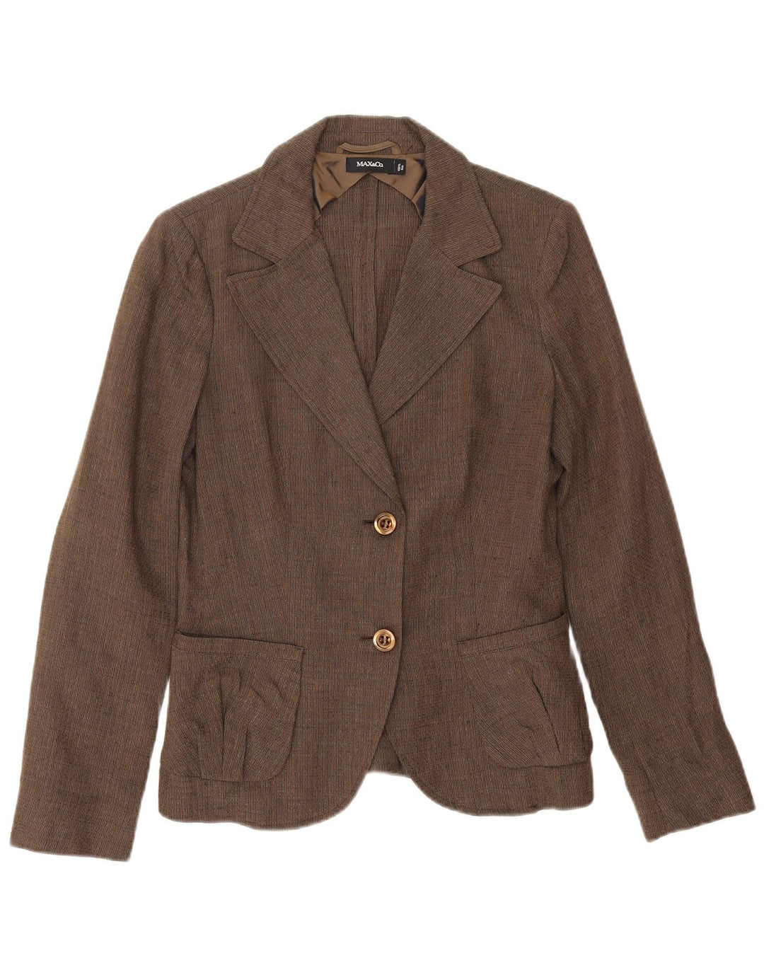 Max & Co. Veste blazer à 2 boutons pour femme UK 14 Lin marron moyen