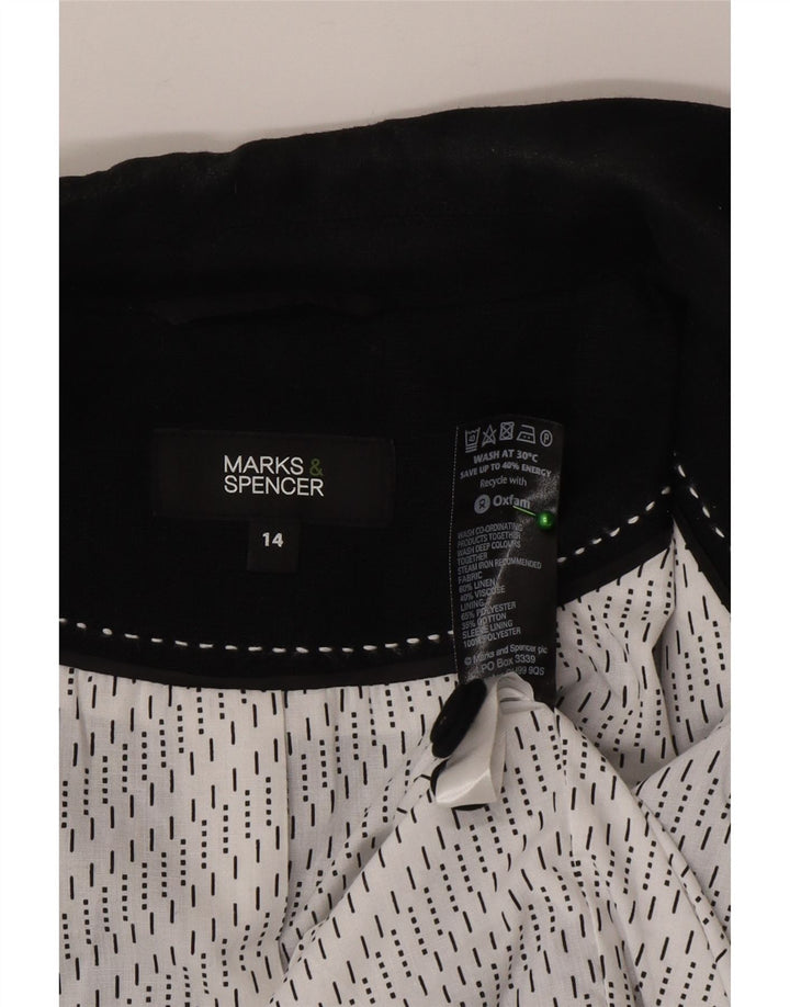 Marks & Spencer Veste blazer à 3 boutons pour femme UK 14 Lin noir moyen