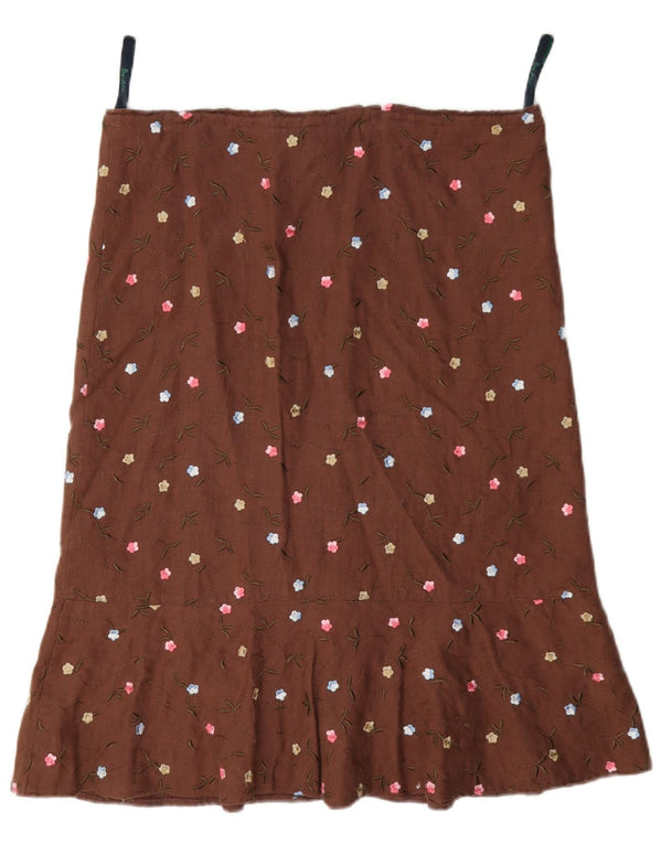 Jupe trapèze Boden pour femme UK 10 Small W34 Lin à pois marron