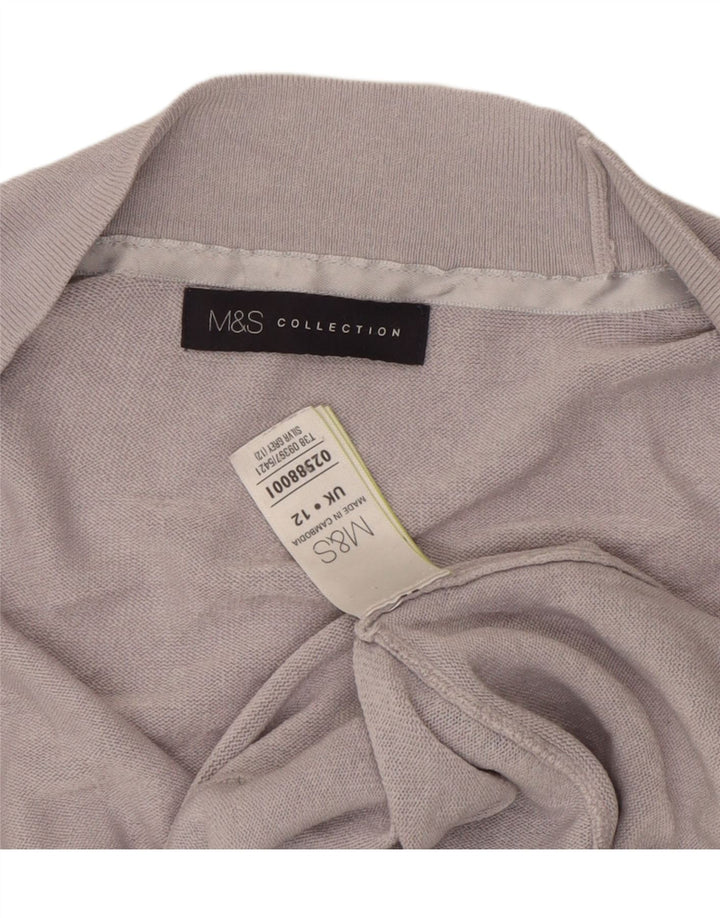 Marks & Spencer Pull Cardigan Ouvert pour Femme UK 12 Acrylique Gris Moyen