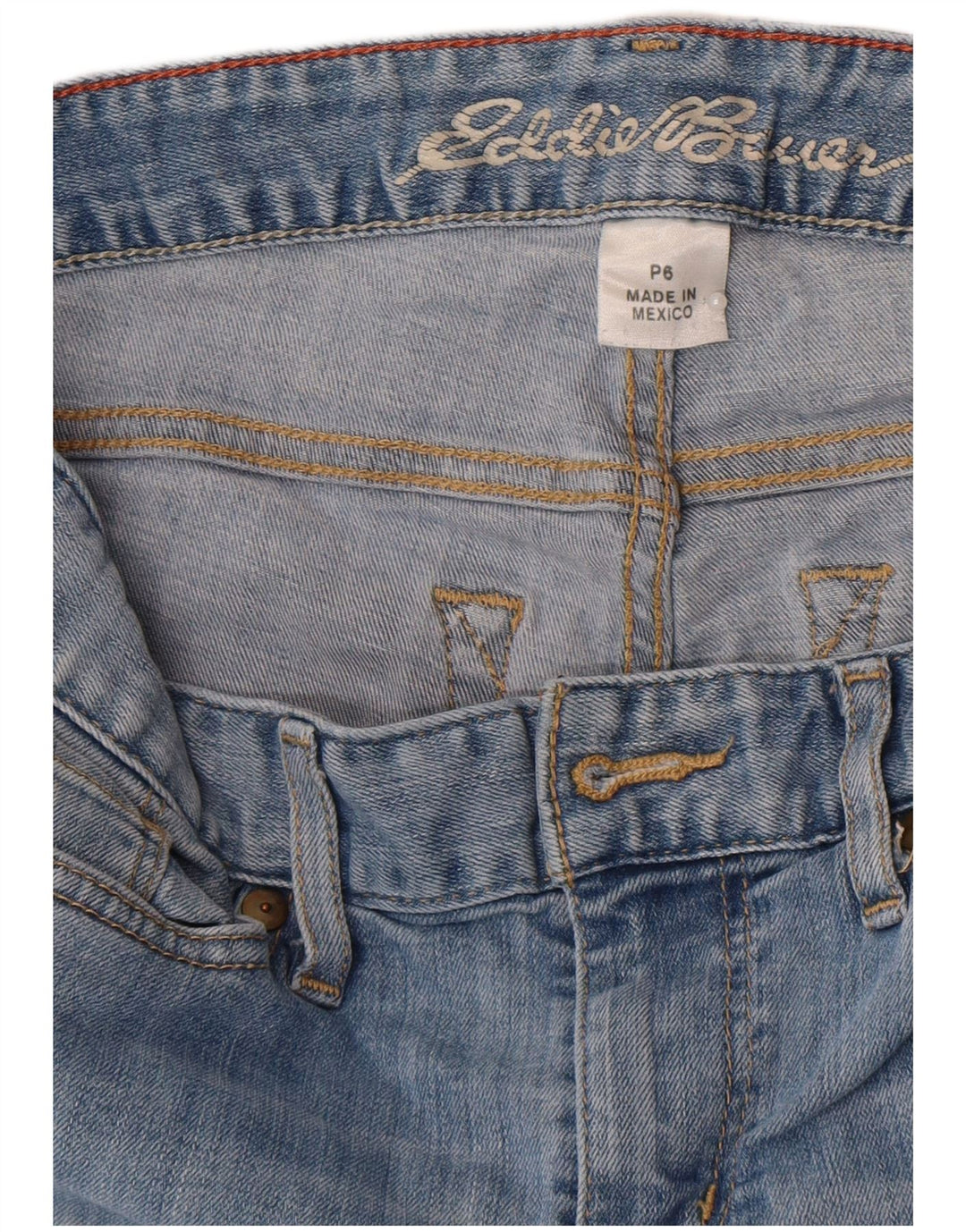 Eddie Bauer Jean droit courbé pour femme US 6 Medium W28 L29 Bleu Coton