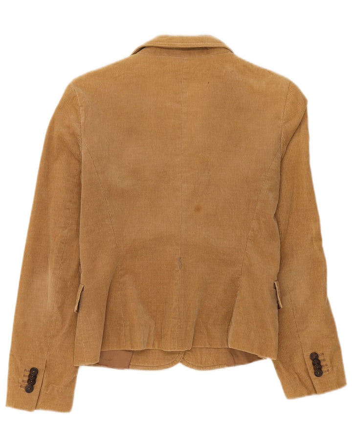 Zara Veste blazer en velours côtelé à 2 boutons pour femme UK 10 Petit coton beige