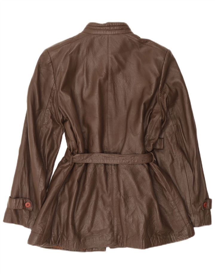 veste en cuir femme vintage IT 46 Grand cuir marron