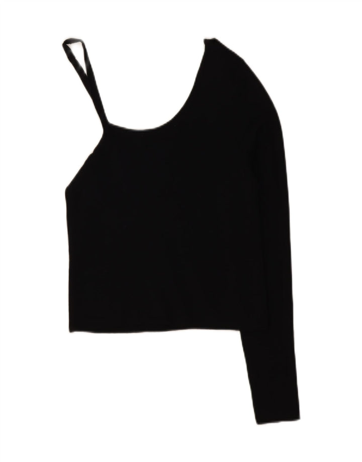 Zara Womens Crop One Épaule Top UK 8 Small Noir