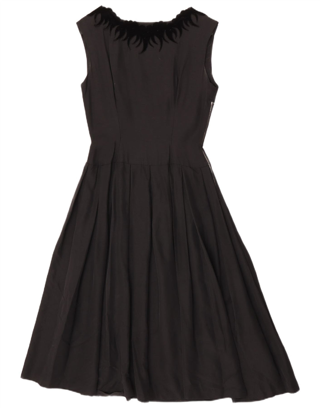 vintage Femme Robe A-Line sans manches EU 36 Petit Noir