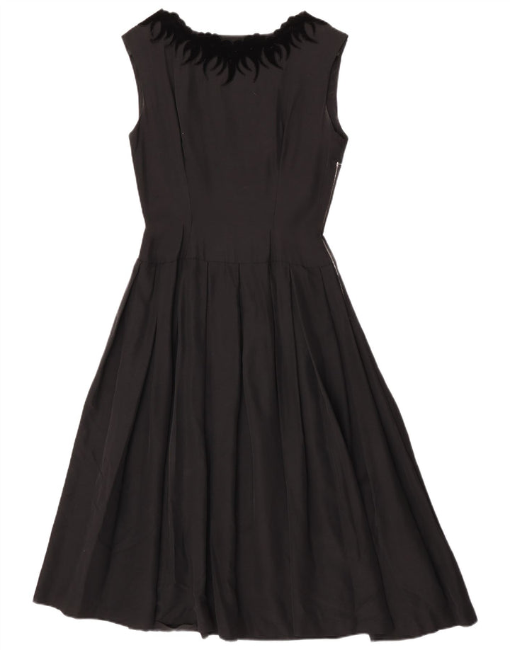 vintage Femme Robe A-Line sans manches EU 36 Petit Noir