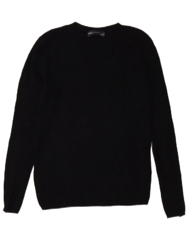 Marks & Spencer Pull col en V pour femme UK 10 Small Noir Viscose