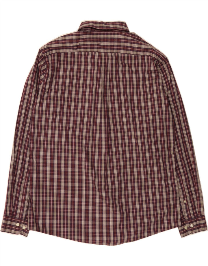 EDDIE BAUER Mens Classic Fit Shirt Large Burgundy Check Cotton Vintage Eddie Bauer and Second-Hand Eddie Bauer from Messina Hembry 