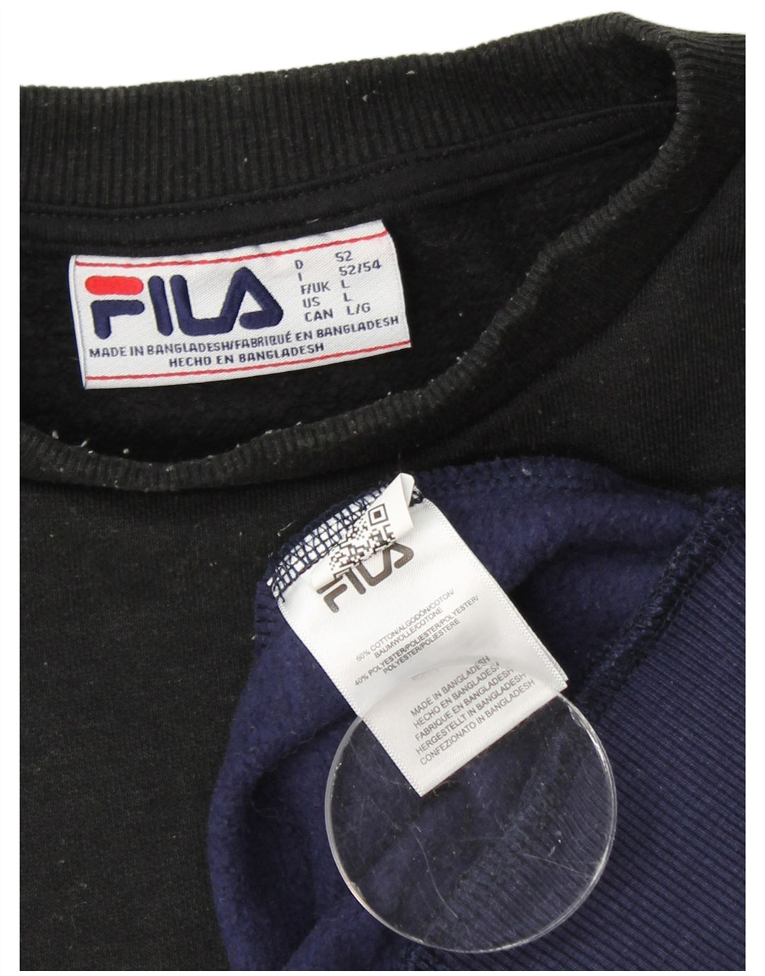 FILA Sweat-shirt graphique pour homme en coton color block bleu marine Taille L