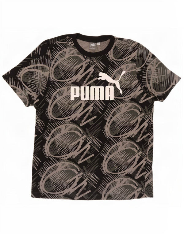 Puma T-shirt graphique à motif abstrait pour homme, grand, noir, coton