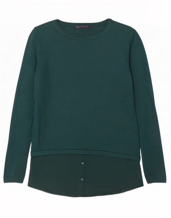 Marks & Spencer Haut à manches longues pour femme UK 44 Large Vert Viscose