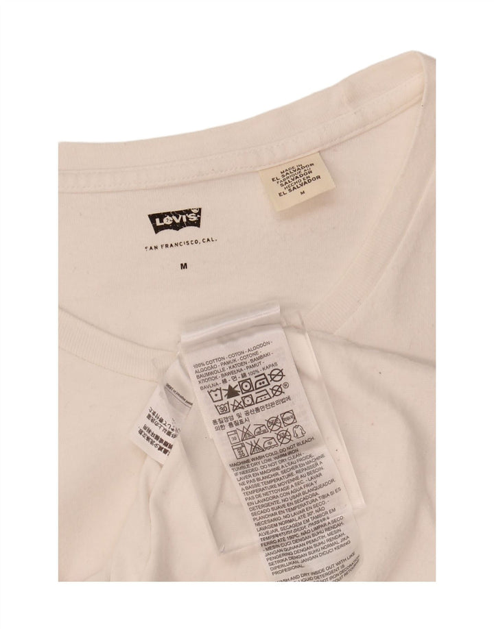 LEVI'S Womens Graphic T-Shirt Top UK 14 Medium Off White Cotton