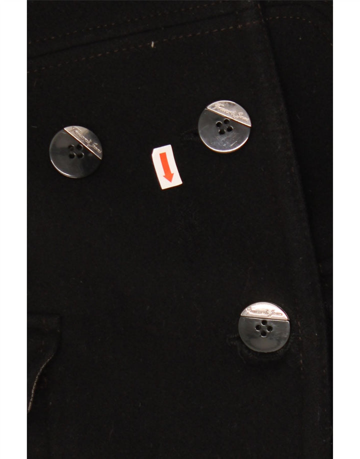 Trussardi Jeans Manteau Croisé Femme IT 44 Laine Noir Moyen