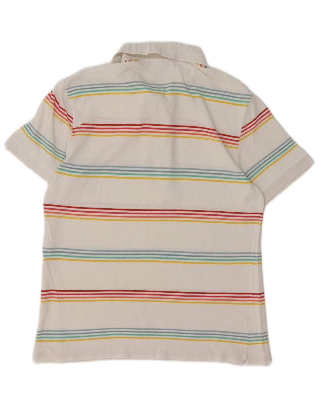 LACOSTE Polo Homme Taille 4 Moyen Blanc Rayé Coton