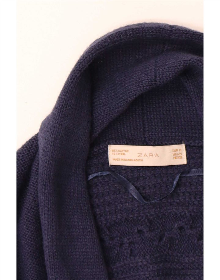 Zara Cardigan surdimensionné pour femme UK 12 Acrylique bleu marine moyen