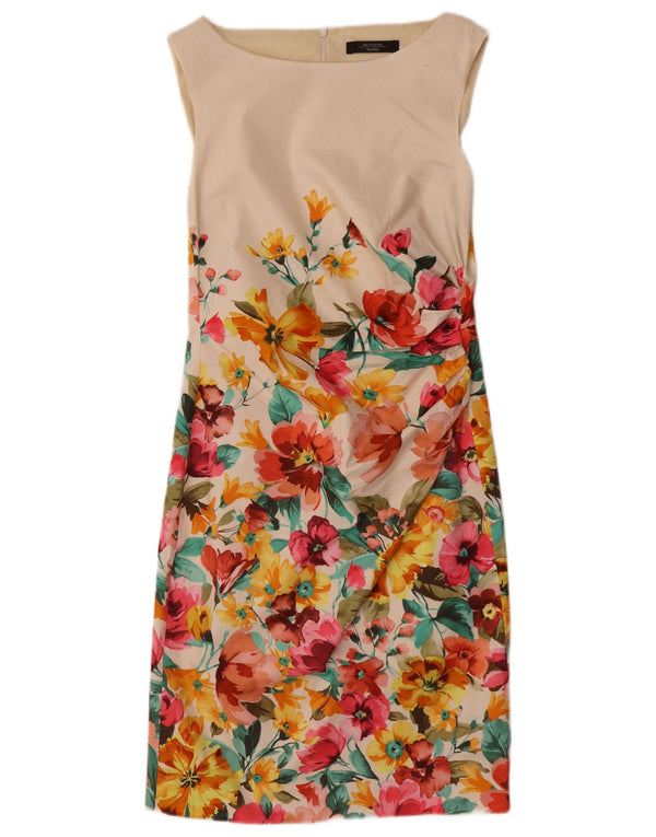 Max Mara Robe fourreau sans manches pour femme UK 10 Petit motif floral blanc cassé