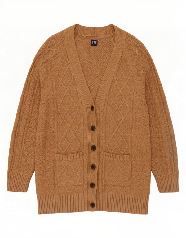Gap Cardigan Long pour Femme UK 14 Coton Beige Moyen