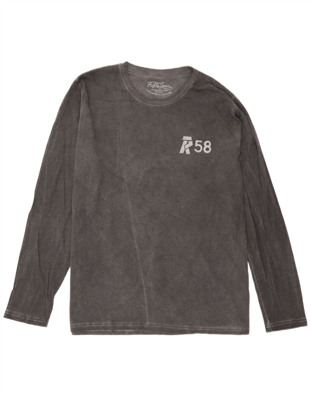 Rifle Mens Top Manches Longues Grand Gris Coton