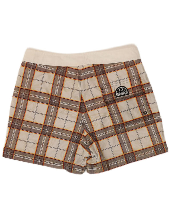 Sundek Short de bain homme en polyester à carreaux blancs moyens