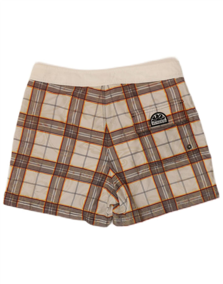 Sundek Short de bain homme en polyester à carreaux blancs moyens
