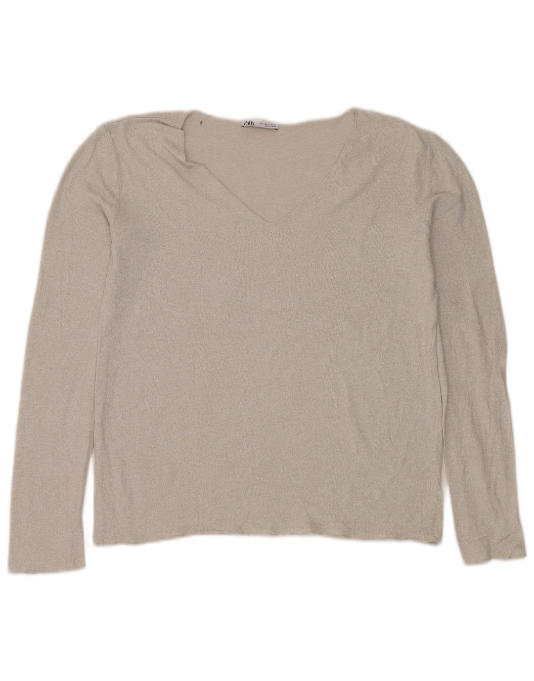 Zara Pull col V pour femme UK 16 Large Argenté