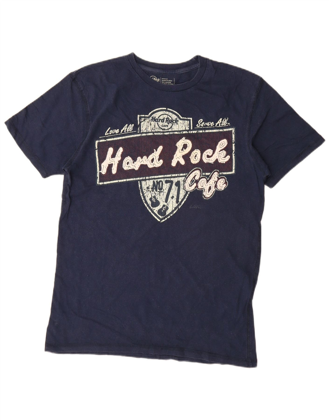 Hard Rock Cafe T-Shirt Graphique Homme Haut Bleu Marine Moyen Coton