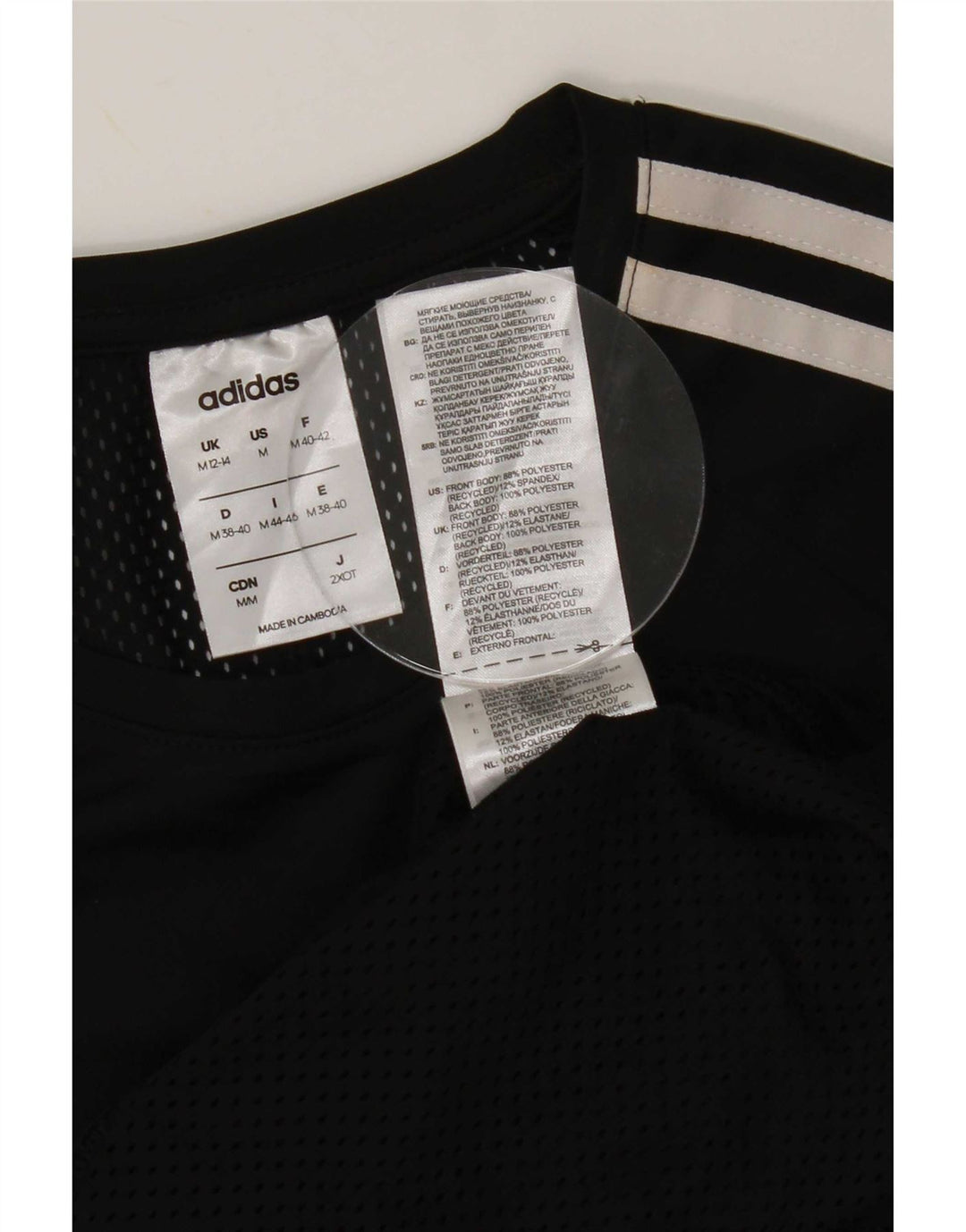 Adidas Climalite T-Shirt Top UK 12/14 Moyen Noir Polyester