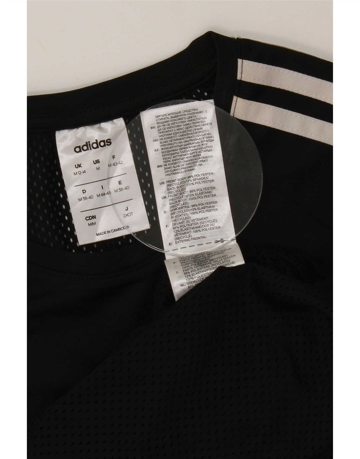 Adidas Climalite T-Shirt Top UK 12/14 Moyen Noir Polyester