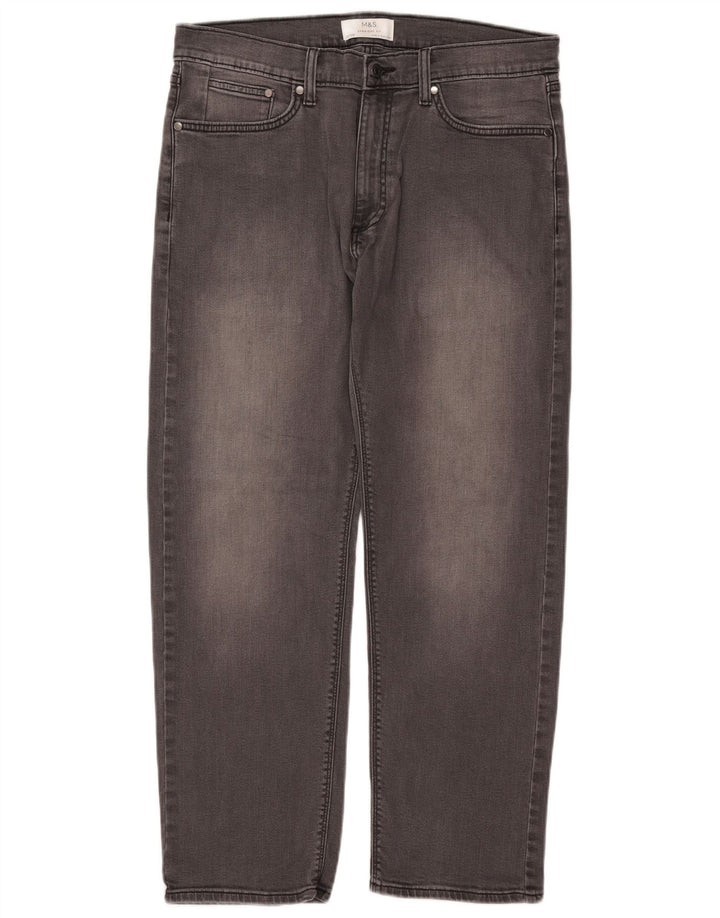 MARKS & SPENCER Jean Droit Homme W34 L29 Gris Coton
