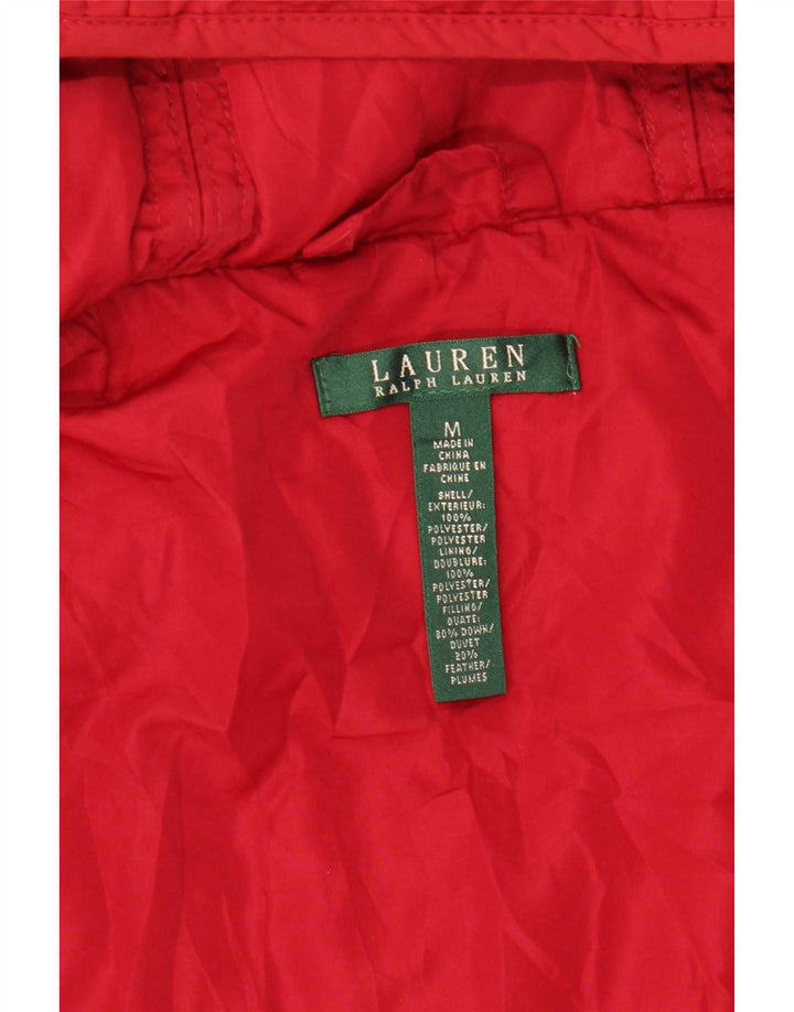 Ralph Lauren Veste matelassée à capuche pour femme UK 12 Polyester rouge moyen