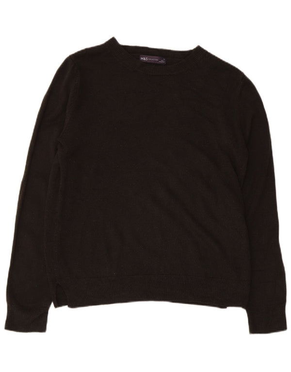 Marks & Spencer Womens Boat Neck Jumper Sweater UK 10 Small Brown Acrylic