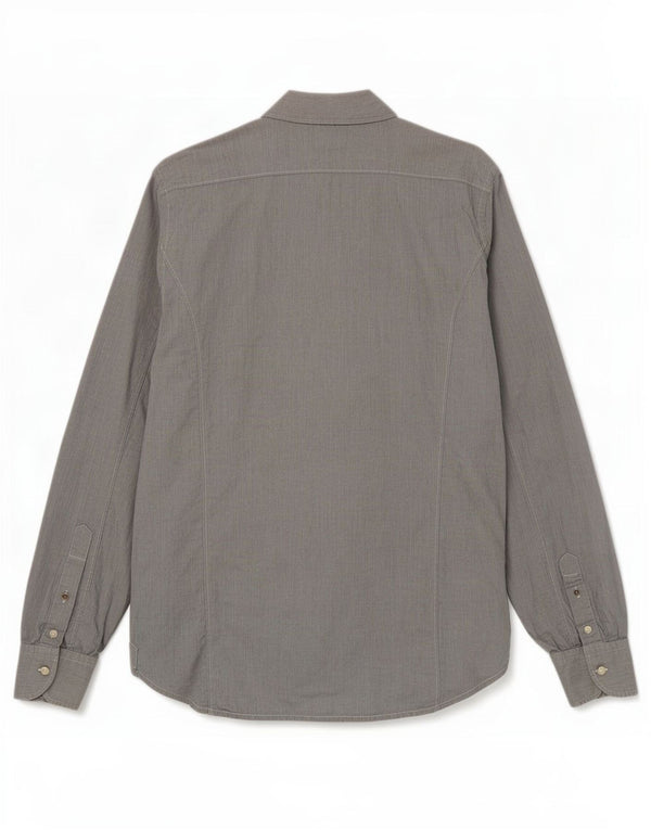 Replay Chemise Homme Gris Moyen En Coton À Fines Rayures