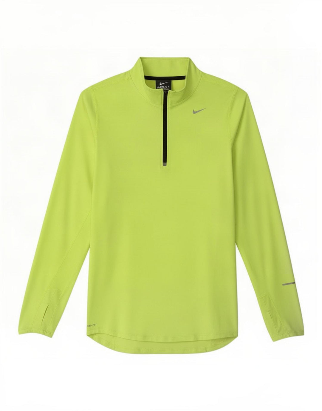 Nike Hommes Dri Fit Zip Neck Top Manches Longues Petit Jaune Polyester
