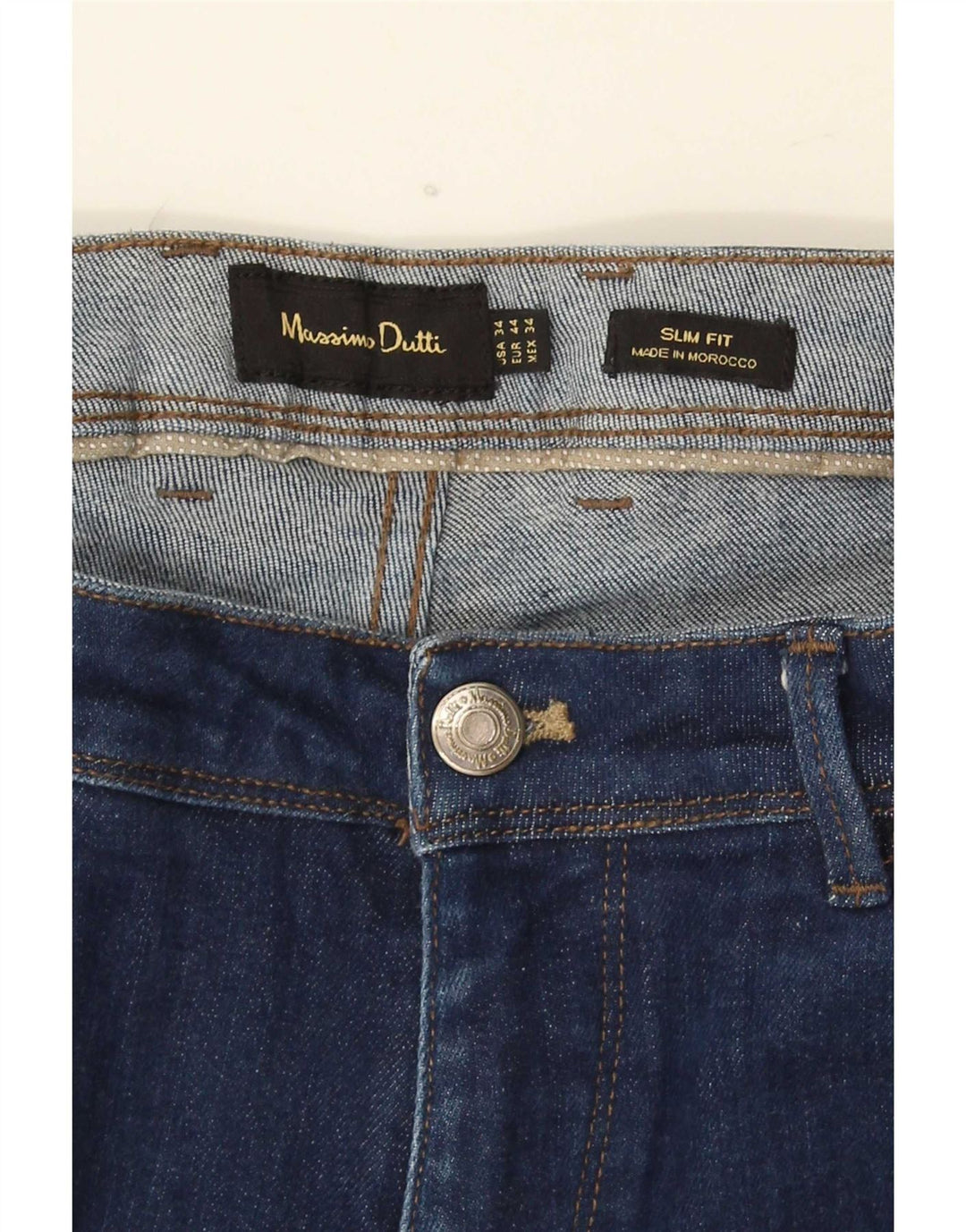 Massimo Dutti Jean slim pour homme EU 44 Large W34 L30 Bleu