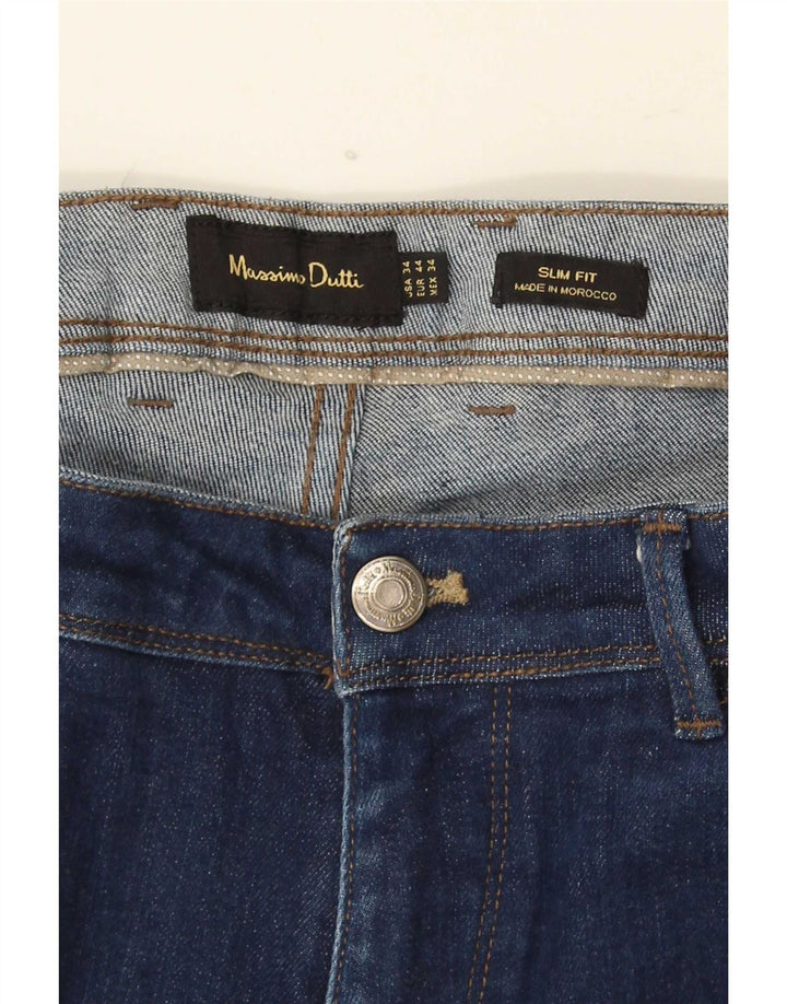 Massimo Dutti Jean slim pour homme EU 44 Large W34 L30 Bleu