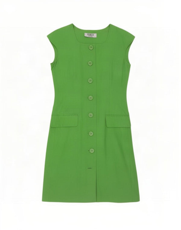 Marella Robe chemise à manches courtes pour femme UK 12 Lin vert moyen
