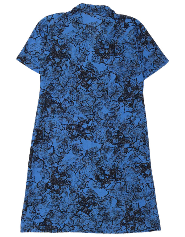 Robe trapèze à manches courtes pour femmes vintage IT 52 2XL Polyester floral bleu
