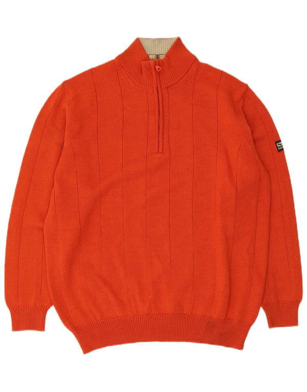 Navigare Pull col zippé pour homme en laine mérinos orange moyen