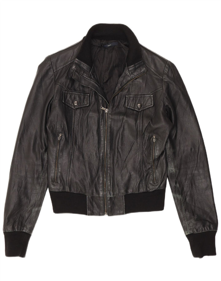 Sasch Veste en cuir courte pour femme UK 12 Noir moyen