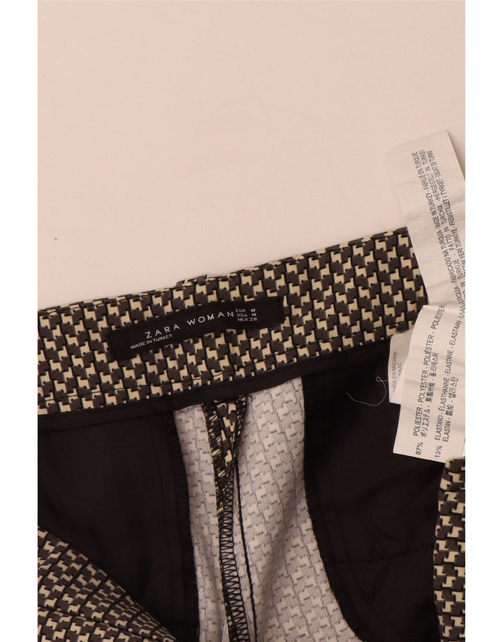 Zara Pantalon décontracté slim pour femme Medium W28 L29 Gris Géométrique Polyester