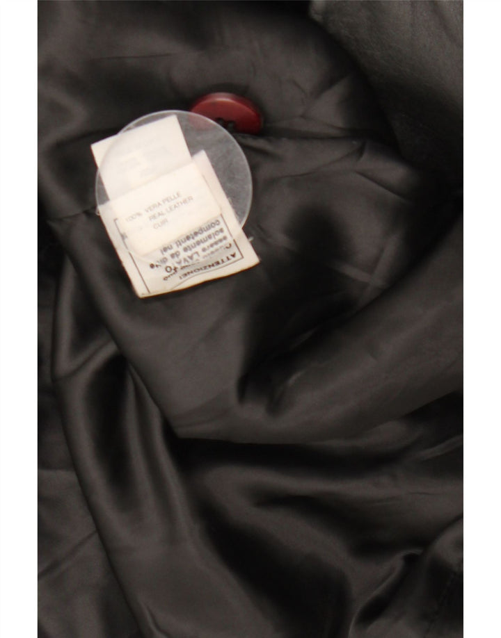 manteau en cuir femme vintage IT 42 Cuir noir moyen