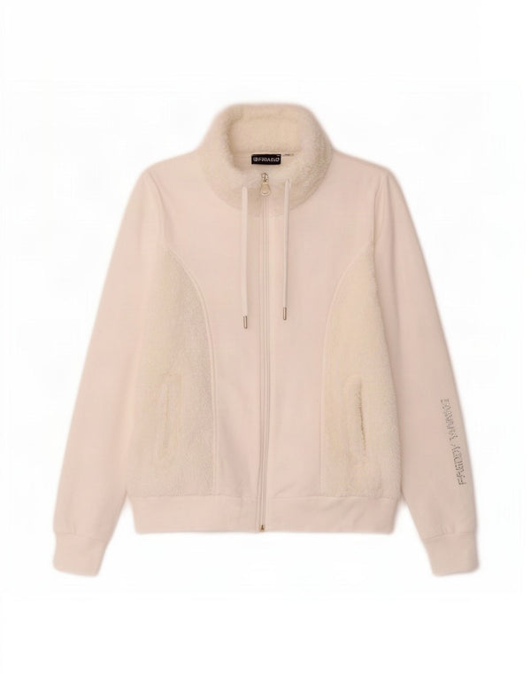 Freddy Femmes Graphique Surdimensionné Survêtement Top Veste UK 10 Petit Blanc