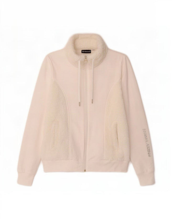 Freddy Femmes Graphique Surdimensionné Survêtement Top Veste UK 10 Petit Blanc