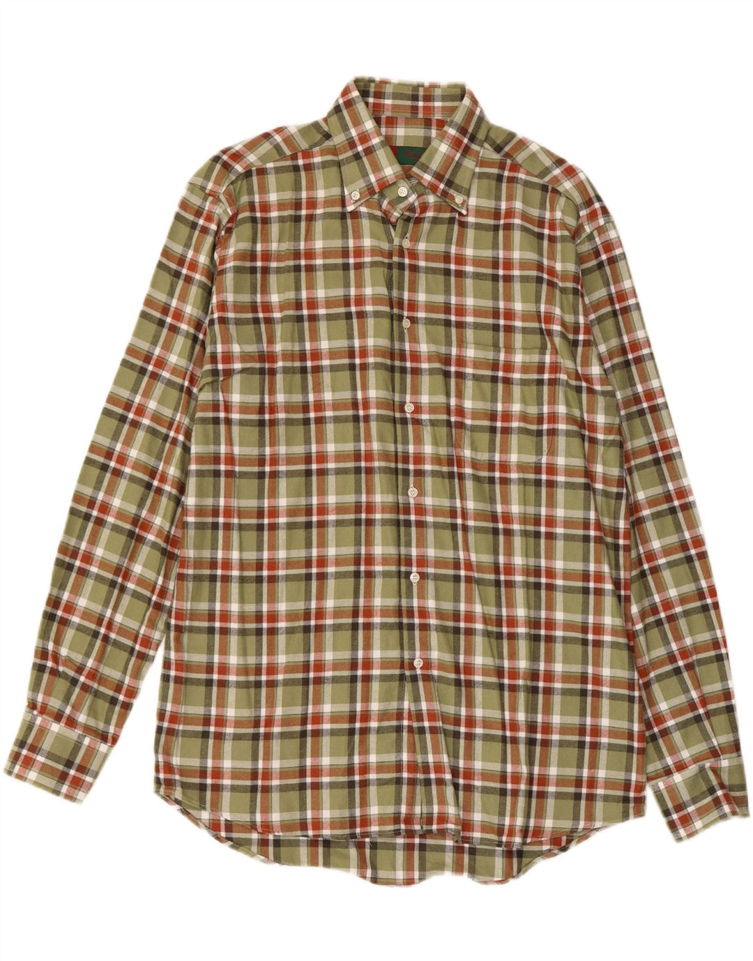 VINTAGE Chemise en flanelle homme taille 39 Medium Kaki Check