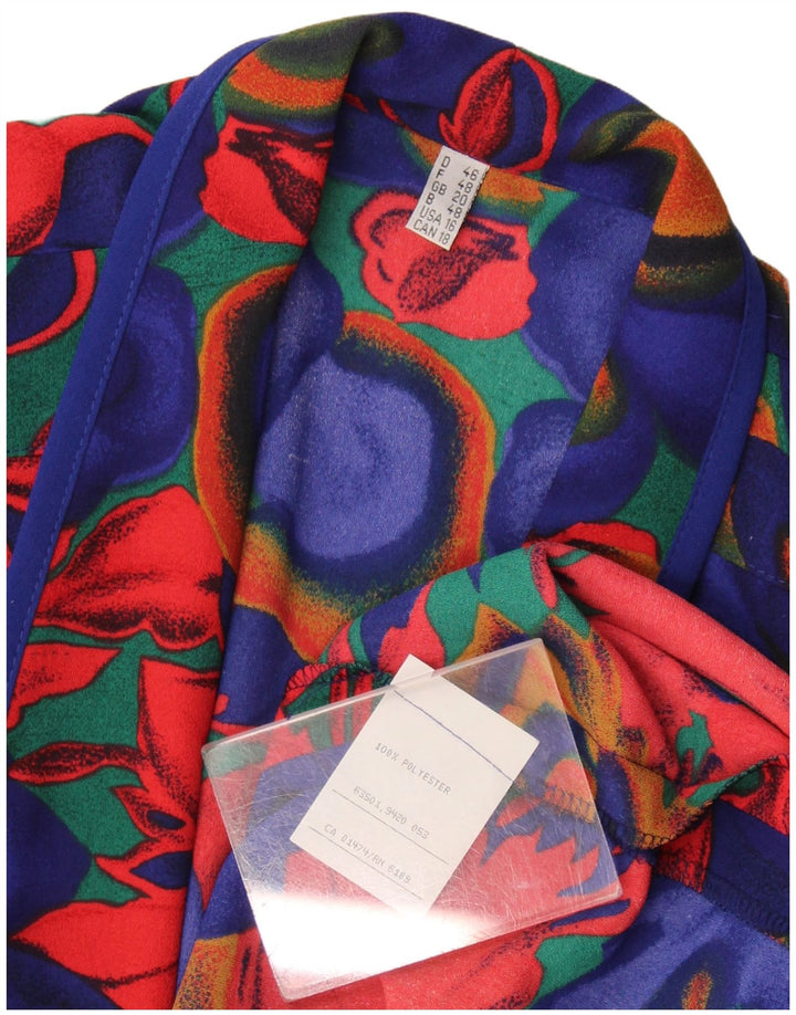 vintage Femmes 4 Bouton Blazer Veste UK 20 2XL Bleu Floral Polyester