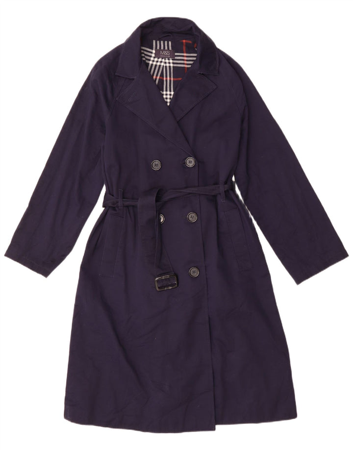 Marks & Spencer Trench-Coat Femme UK 14 Coton Bleu Marine Moyen