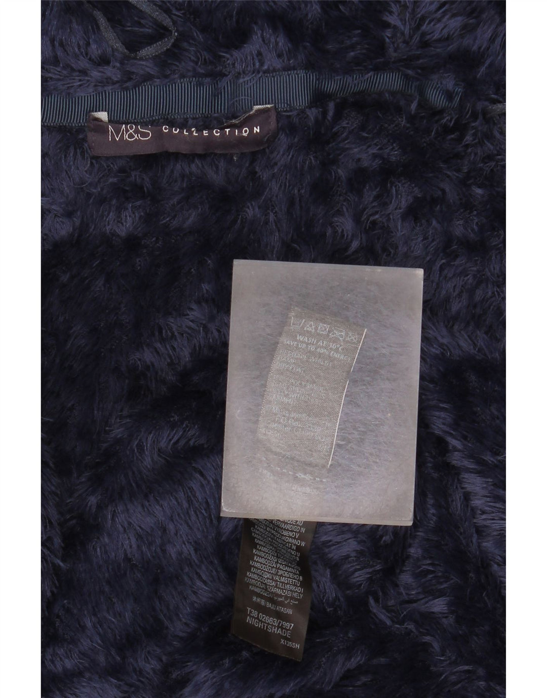 Marks & Spencer Veste surdimensionnée en fausse fourrure pour femme UK 10 Small Bleu marine