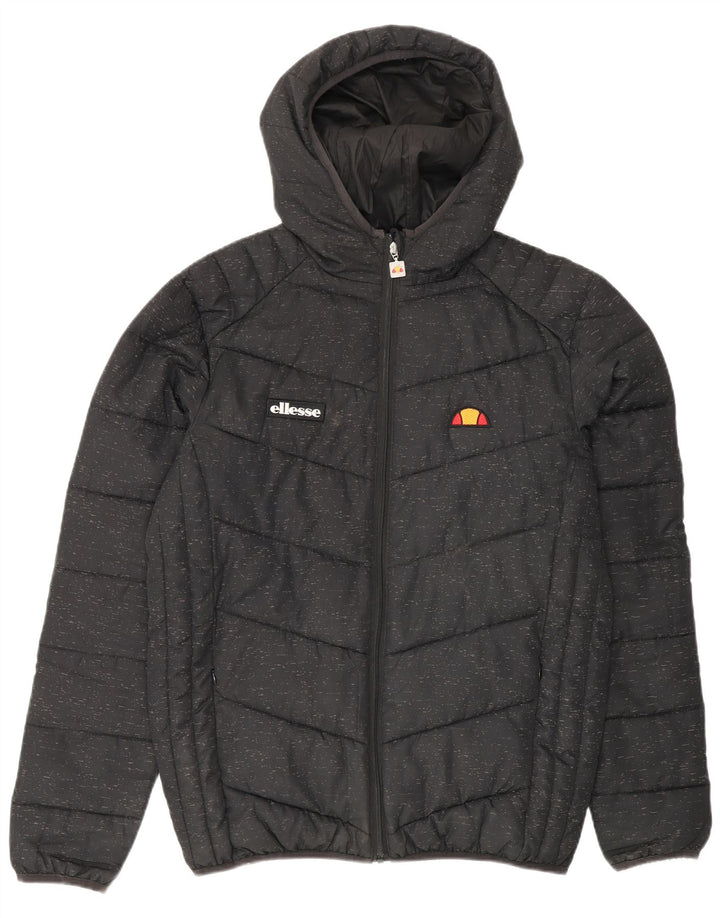 Ellesse Veste matelassée à capuche pour homme UK 38 Medium Noir Moucheté Polyester