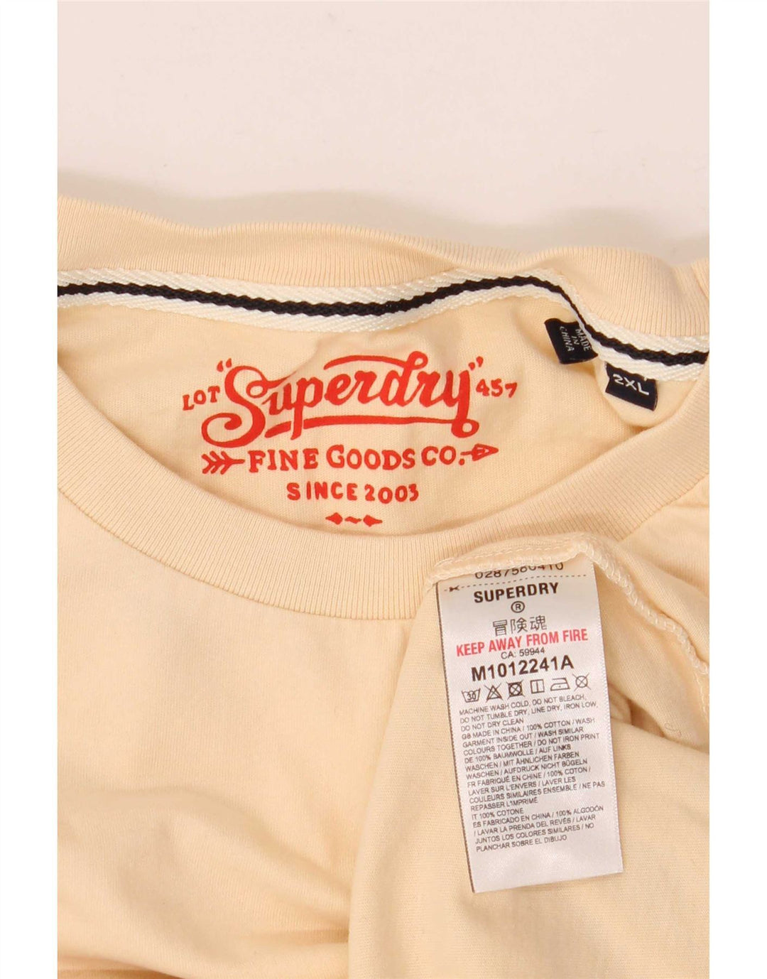 Superdry T-Shirt Homme Top 2XL Coton Beige