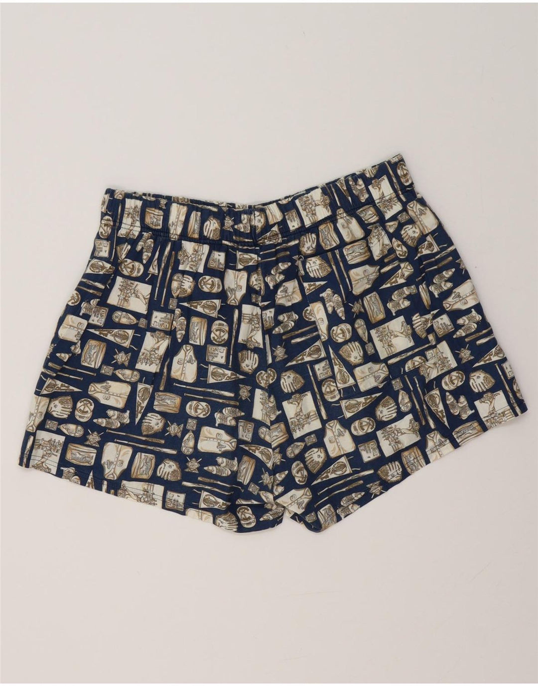 VINTAGE Short de bain homme grand bleu marine géométrique